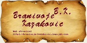 Branivoje Kazaković vizit kartica